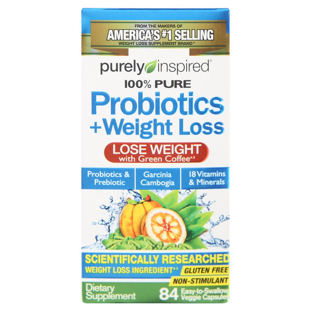 Purely Inspired Probiotics + Weight Loss with Green Tea & Garcinia, Unisex, 84 Pills