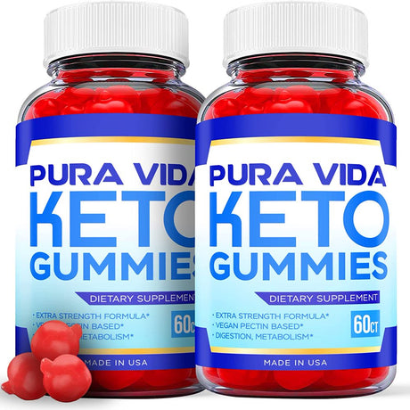 (2 Pack) Pura Vida Keto ACV Gummies - Supplement for Weight Loss - Energy & Focus Boosting Dietary Supplements for Weight Management & Metabolism - Fat Burn - 120 Gummies