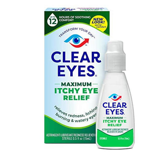 Clear Eyes Maximum Itchy Eye Relief Lubricant Eye Drops, 0.5 Fl Oz