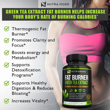 Green Tea Extract Belly Fat Burner Supplement with EGCG Appetite Suppressant 60 Capsules