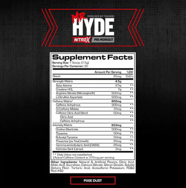 Prosupps Mr. Hyde Nitro X Intense Energy Pre-Workout Powder, Pixie Dust, 30 Servings