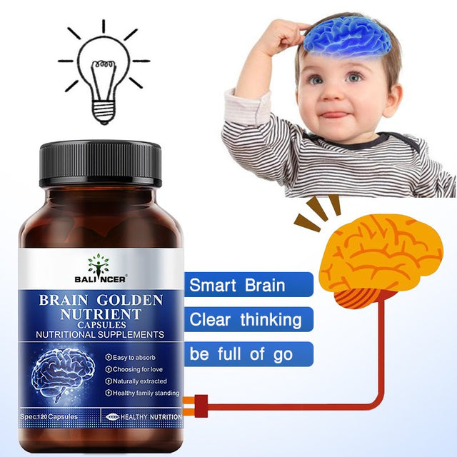 BALINCER Brain Tonic Enhances DHA Memory in the Brains of Students, Children, and Adolescents. Genuine Non Fish Oil 60/120 Capsules