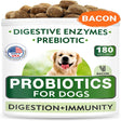 Dog Probiotics Chews - Gas, Diarrhea, Allergy, Constipation, Upset Stomach Relief, with Digestive Enzymes + Prebiotics - Chewable Fiber Supplement - Improve Digestion, Immunity - Made in USA