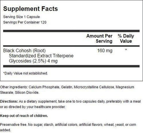 Nature'S Blend Standardized Extract Black Cohosh 160 Mg 120 Caps