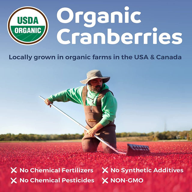 Pure Co Organic Cranberry Pills (50:1 Concentrate) - 500Mg Is Equivalent to 25,000Mg Fresh Cranberries - for Kidney Cleanse & UTI Support Vitamins - Fruit Extract Supplement, 60 Capsules