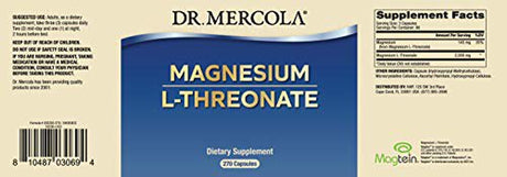 Dr. Mercola, Magnesium L-Threonate, 2,000 Mg per Serving, 90 Servings (270 Capsules)