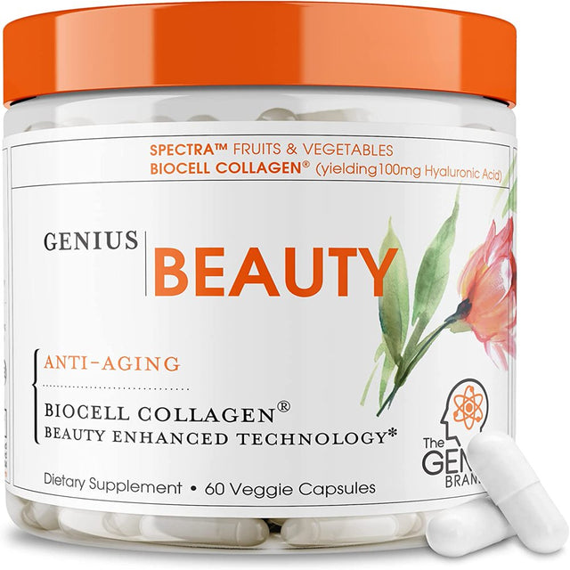 Anti-Aging Dietary Supplement with Collagen Hair, Skin & Nails Support, Genius Beauty by the Genius Brand