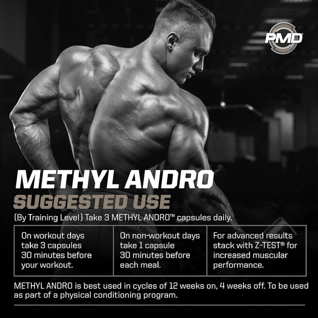 PMD Sports Methyl Andro with DHEA Amplifies Testosterone for Lean Muscle Growth and Strength Gains-Weightlifting and Workout Performance-Dietary Supplement (90 Vegetarian Capsules)