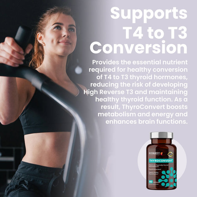 Miss Lizzy Thyroconvert – Organic Selenomethionine for Healthy Liver Function and T4 to T3 Thyroid Hormone Conversion to Boost Metabolism & Energy, Clear Mind & Reduce Oxidative Stress – 60 Capsules