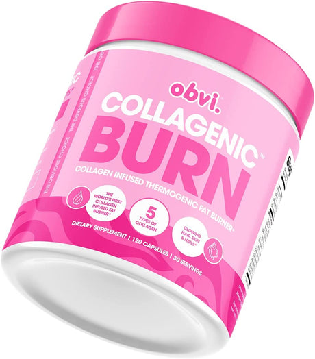 Obvi Collagenic Burn, Collagenic Fat Burner, Thermogenic Fat Burner for Weight Loss, Weight Management, Youthful Skin and Hair, Capsule Color May Vary (30 Servings,120 Capsules)