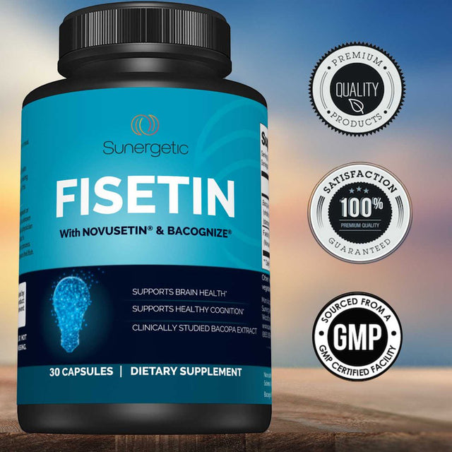 Premium Fisetin Supplement with Novusetin & Bacopa Extract to Support Memory, Cognition, Healthy Aging & Brain Health - 125Mg of Fisetin per Capsule - Fisetin Complex with Bacognize - 30 Capsules