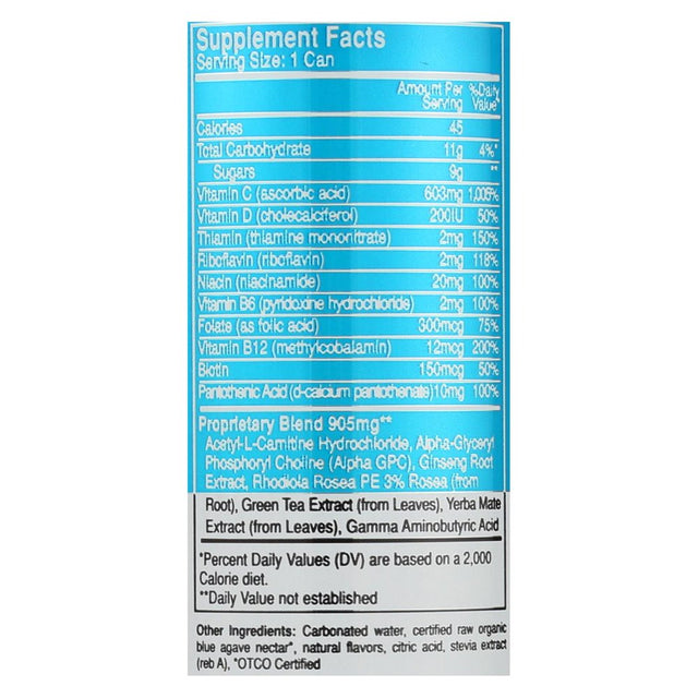 FOCUSAID Energy Blend | Contains Nootropics | Natural Caffeine | 100% Clean | No Artificial Flavors, Sweeteners or Sodium | Alpha GPC, GABA, B Complex, Yerba Mate, Green Tea | 12 Fl Oz (Pack of 12)