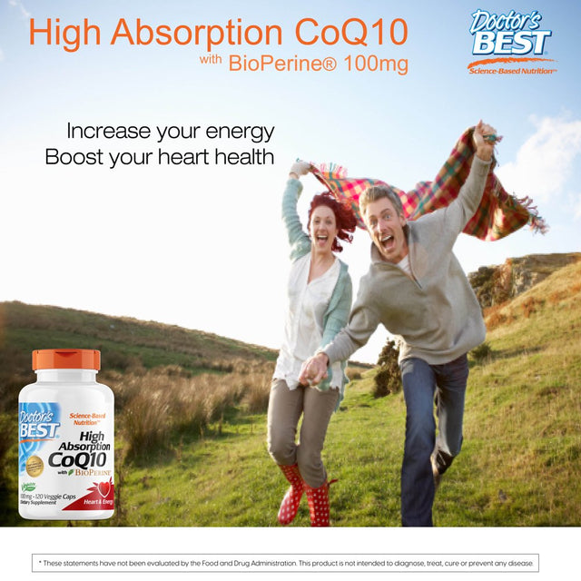 Doctor'S Best High Absorption Coq10 with Bioperine, Non-Gmo, Gluten Free, Soy Free, Vegan, Naturally Fermented, Heart Health, Energy Production,100 Mg 120 Veggie Caps