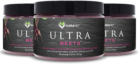 Karamd Ultrabeets | Doctor Formulated Beets Superfood Powder | Natural, Non-Gmo, Vegan Nitric Oxide Booster Supplement | Supports Heart Health, Circulation and Energy, 3 Packs