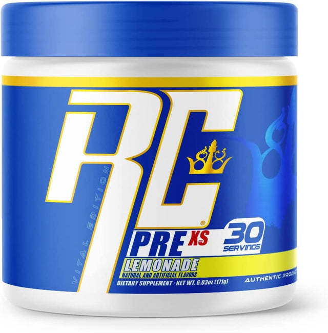 Ronnie Coleman Signature Series Pre XS Pre Workout Powder for Women and Men for Extreme Energy and Focus Supplement with Beta-Alanine, 200Mg Caffeine per Serving, Lemonade, 30 Servings