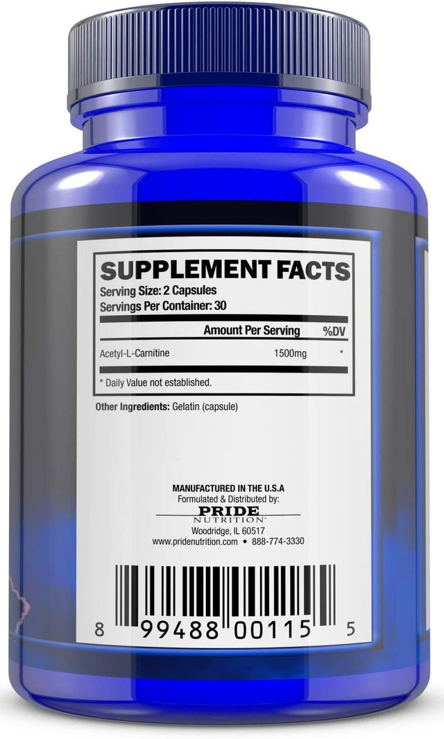 Acetyl L Carnitine 1500Mg Supplement for Energy, Body Recomposition, Mental Sharpness, Memory & Focus- Antioxidant Brain Protection- Zero Fillers- Extra Strength Premium Grade L-Carnitine 60 Capsules