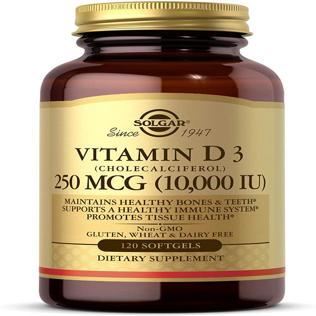 Solgar Vitamin D3 Cholecalciferol 10000 IU, 120 Softgels-2 Pack