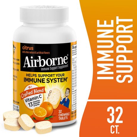 Airborne 1000Mg Vitamin C Immune Support Effervescent Tablets, Citrus Flavor, 32 Count