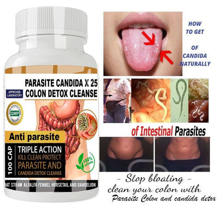 Parasite Cleanse DETOX Liver Colon Yeast Killer Pills All Natural Detox Candida - 100 Capsules