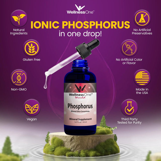 Wellnessone Phosphorus Mineral Drops - Liquid Ionic Mineral Supplement, 50 Ml