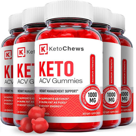 (5 Pack) Keto Chews Keto ACV Gummies - Supplement for Weight Loss - Energy & Focus Boosting Dietary Supplements for Weight Management & Metabolism - Fat Burn - 300 Gummies