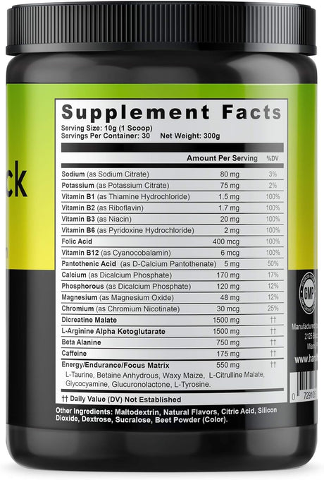 Nitric Shock Pre Workout Diet Supplement – Explosive Energy, Mental Focus Support, Amazing Muscular Pumps - Nitric Oxide Booster Preworkout Energy Powder - 30 Servings, Honeydew Watermelon Flavor