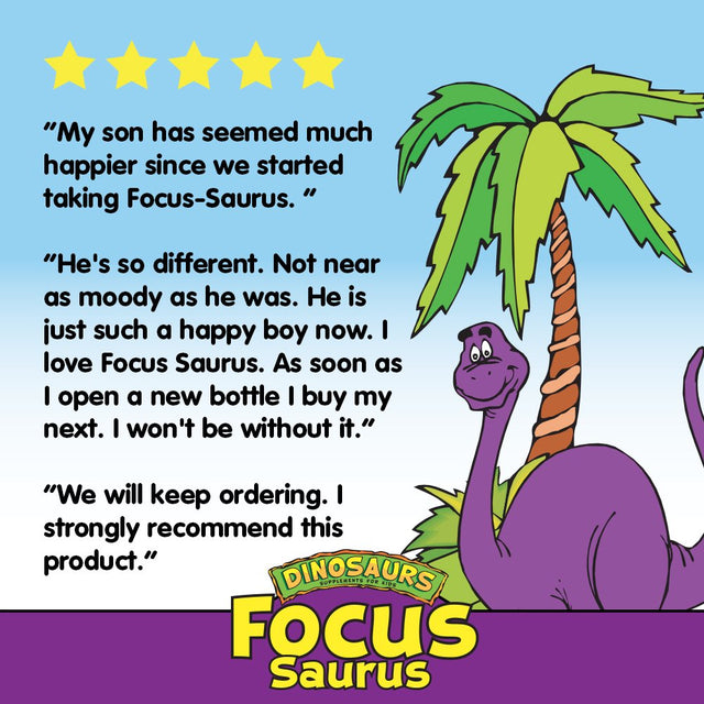 KAL Focus-Saurus | Focus Support for Kids | Amino Acid, Antioxidant & GABA Focus Blend for Children | No Sugar, Grape Flavor Chewables | 30 Ct