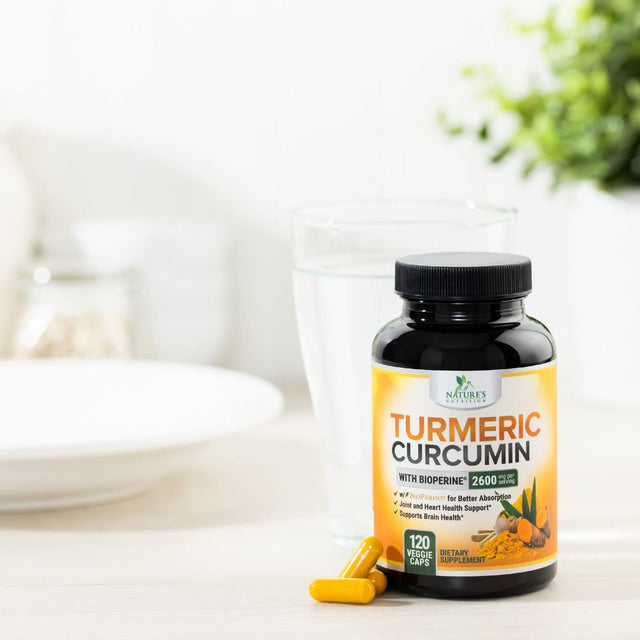 Turmeric Curcumin with Bioperine 95% Standardized Curcuminoids 2600Mg - Black Pepper for Max Absorption, Vegan Joint Support, Nature'S Tumeric Extract, Herbal Supplement, Non-Gmo - 120 Capsules