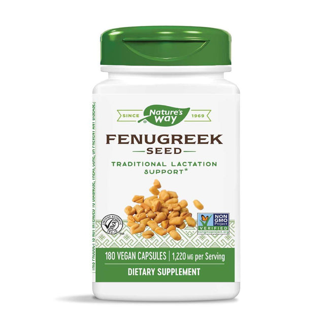 Nature'S Way Fenugreek Seed, 1,220 Mg per Serving, Non-Gmo, TRU-ID Certified, 180 Count 180 Count (Pack of 1)