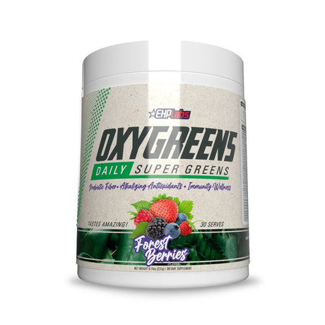 Ehplabs Oxygreens Super Greens Powder - Spirulina & Chlorella Superfood, Green Juice Powder & Greens Supplements with Prebiotic Fibre, Antioxidants & Immunity Support, 30 Serves (Forest Berries)