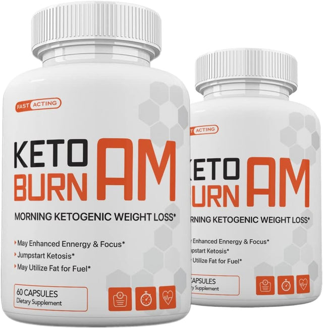 (Pack of 2) Keto Burn AM Morning Ketogenic Weight Management, Keto Burn Pills for Men and Women, 120 Capsules, 2 Months Supply