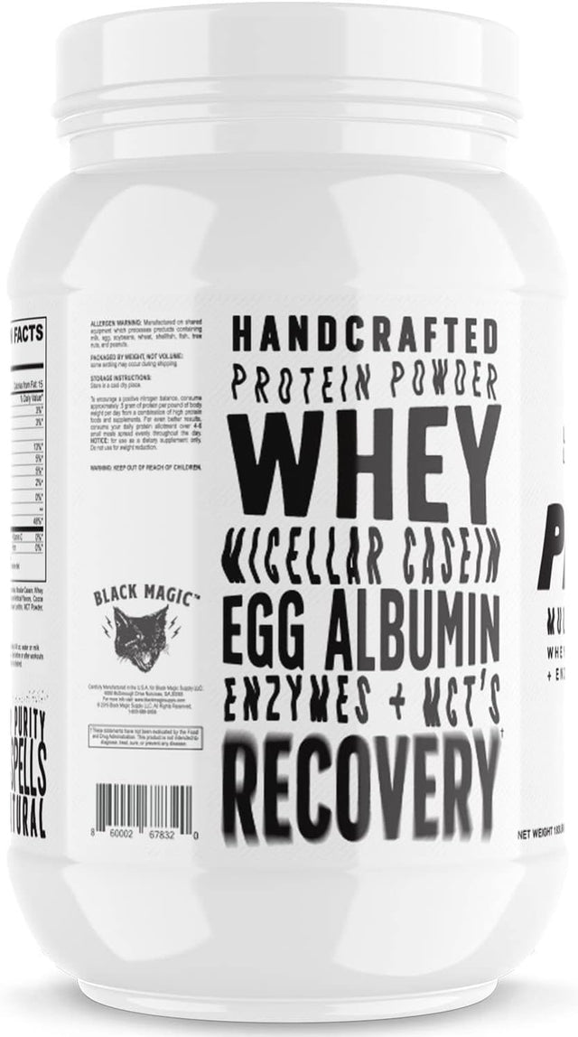 Black Magic Multi-Source Protein - Whey, Casein, Enzymes, & Mcts - Pre Post Workout - Keto, Low Sugar, Gluten Free - French Vanilla - 24G Protein - 2 LB