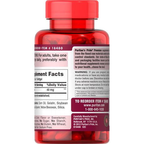 Puritan'S Pride Lycopene 40 Mg, Supplement for Prostate and Heart Health Support**, Contains Antioxidant Properties**, 60 Rapid Release Softgels