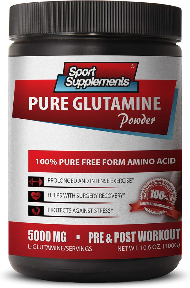 Post Workout Weight Loss - Pure GLUTAMINE Powder 5000MG - PRE & Post Workout - L-Glutamine Amino Acid - 1 Can 300 Grams