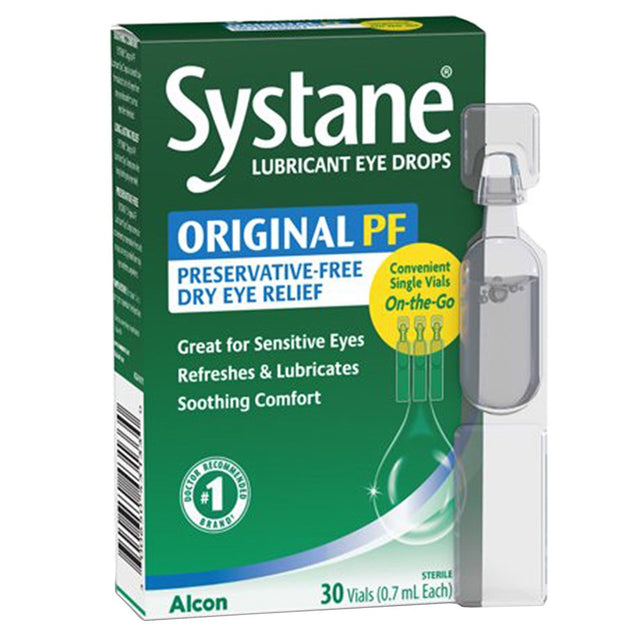 Systane Lubricant Eye Drops for Dry Eye Symptoms, 30 Preservative-Free Vials