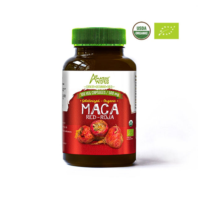 AMAZON ANDES Red Maca Root Capsules L Female Health Supplement L Natural Energizer L USDA NOP Certified L 100 Vegan Pills L Non GMO and Gluten Free L 1500Mg per Serving