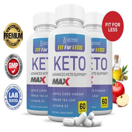 (3 Pack) Fit for Less Keto ACV MAX Pills 1675Mg Alternative to Gummies Dietary Supplement 180 Capsules