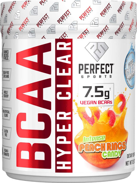 PERFECT SPORTS, BCAA Hyper Clear, 7.5G Vegan Bcaas 310G Intense Peach Rings