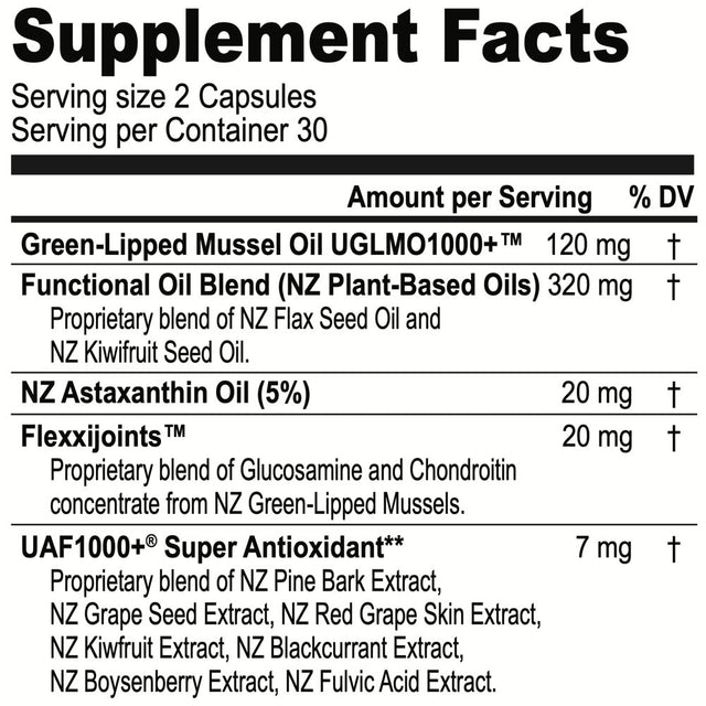 FREZZOR Omega 3 Black - Green Lipped Mussel Oil Capsules, Made in New Zealand, UAF1000+, Inflammation, Joint Care & Relief, Heart & Immune Support, No Fishy Aftertaste, 450Mg, 60 Count (Pack of 1)