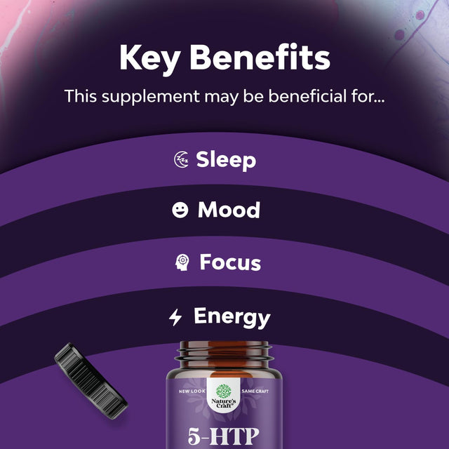 5 HTP Supplement 5-Hydroxytryptophan - 5HTP 100Mg per Serving Gentle Herbal Sleep and Mood Enhancer - 5-HTP 100 Mg per Serving Mood Supplement and Sleep Support Capsules from Griffonia Simplicifolia