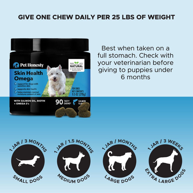 Pet Honesty Dog Salmon Skin Health Omega Fish Oil Soft Chews, Salmon, 90 Ct