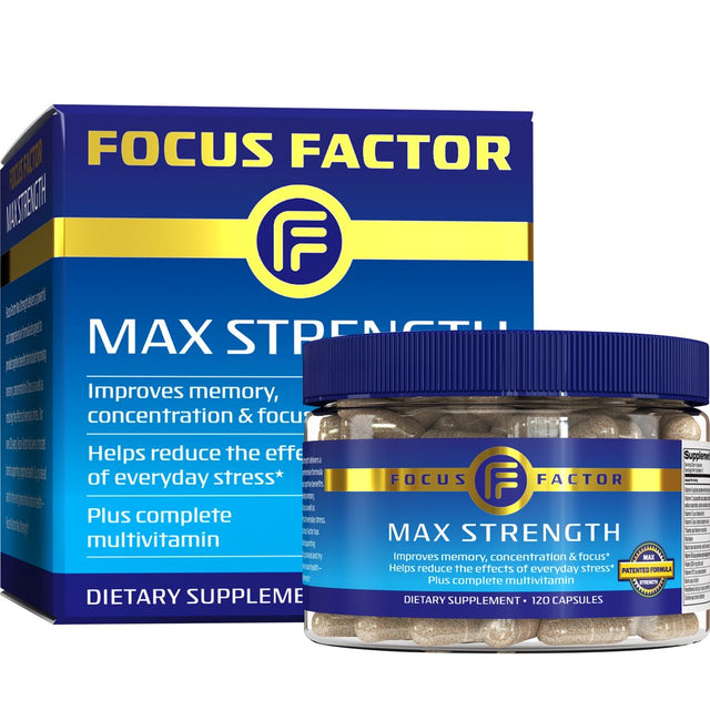 Focus Factor Max Strength - Brain Health Supplement + Multivitamin, Unisex 120Ct