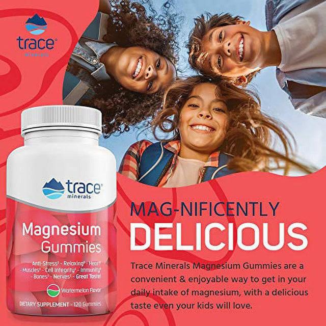 Magnesium Stress Relief Gummies (120 Ct) | Easy to Take Magnesium Citrate | Natural Calming Sleep Aid, Muscle Relaxer, Mood & Digestive Support Supplement | Great for Kids & Adults (Watermelon Flavor)