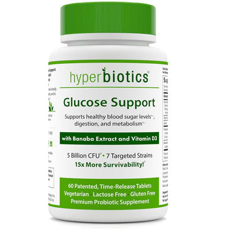 Hyperbiotics Glucose Support W/ Banaba Extract and Vitamin D3 - 7 Targeted Strains - Maintain Healthy Blood Sugar Levels, Digestive & Metabolic Health - 60 Time Release Tablets