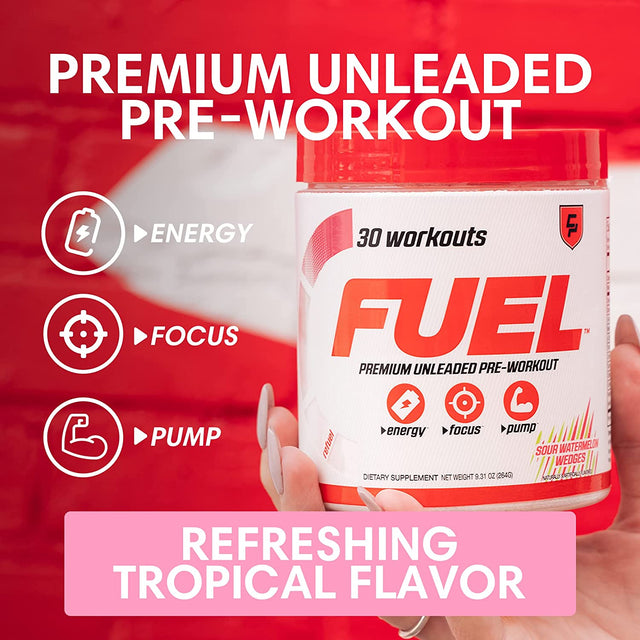 Campus Protein Fuel - Pre Workout Powder for Men and Women, Sour Watermelon Wedges Flavor, Low-Calorie and Sugar-Free Pre Workout Mix with Creatine Monohydrate, Supports Energy and Focus