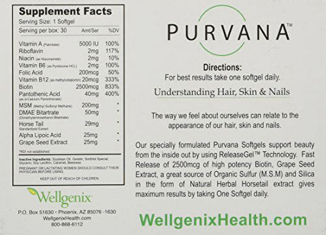 Heaven Sent - Purvana Hair Skin & Nails 2500 Mcg. - 30 Softgels