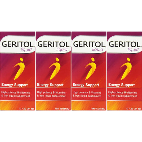 4 Pack Geritol Liquid High Potency Vitamin & Iron Supplement 12Oz Each