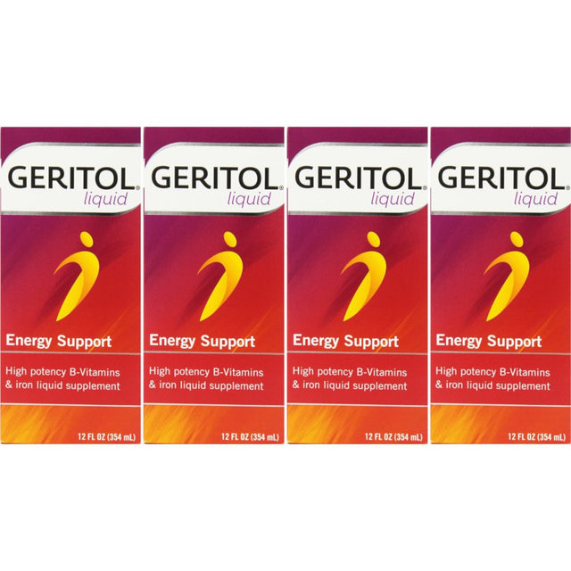 4 Pack Geritol Liquid High Potency Vitamin & Iron Supplement 12Oz Each