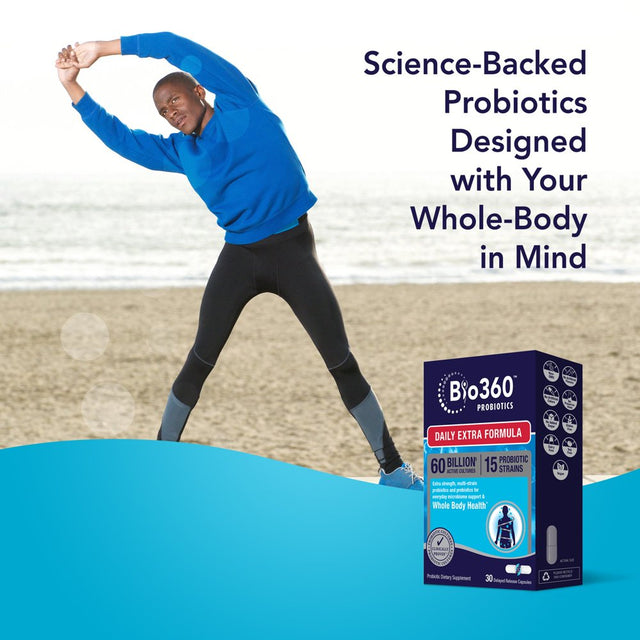 Bio360 Probiotics Daily Extra Formula, Vegan Prebiotics & Probiotics for Extra Support, 30 Ct