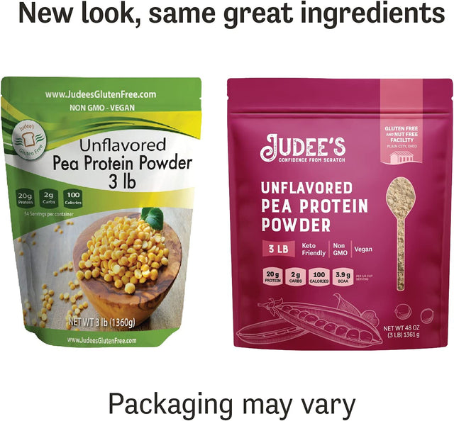 Judee’S Unflavored Pea Protein Powder (80% Protein) 3 Lb - 100% Non-Gmo, Keto-Friendly, Vegan - Dairy-Free, Soy-Free, Gluten-Free and Nut-Free - Easily Dissolve in Liquids